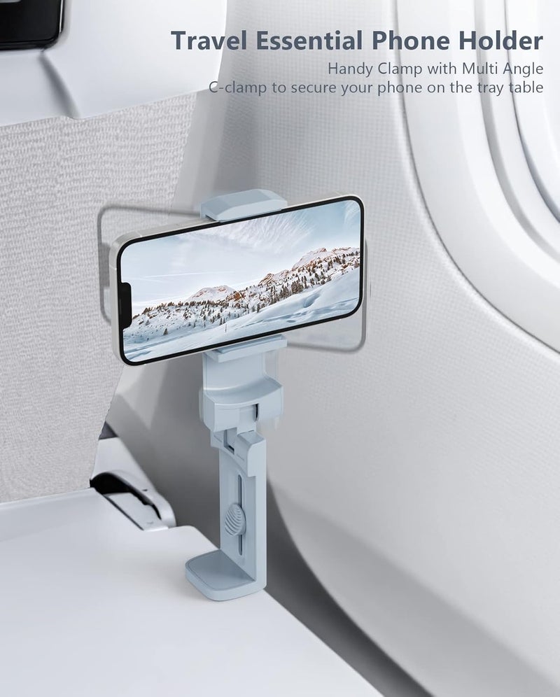 MiiKARE Travel Essentials Airplane Phone Holder, Universal Handsfree Phone Mount for Flying with 360 Degree Rotation, Travel Must Haves Phone Stand for Desk, Tray Table, Purple&Blue - Image 5