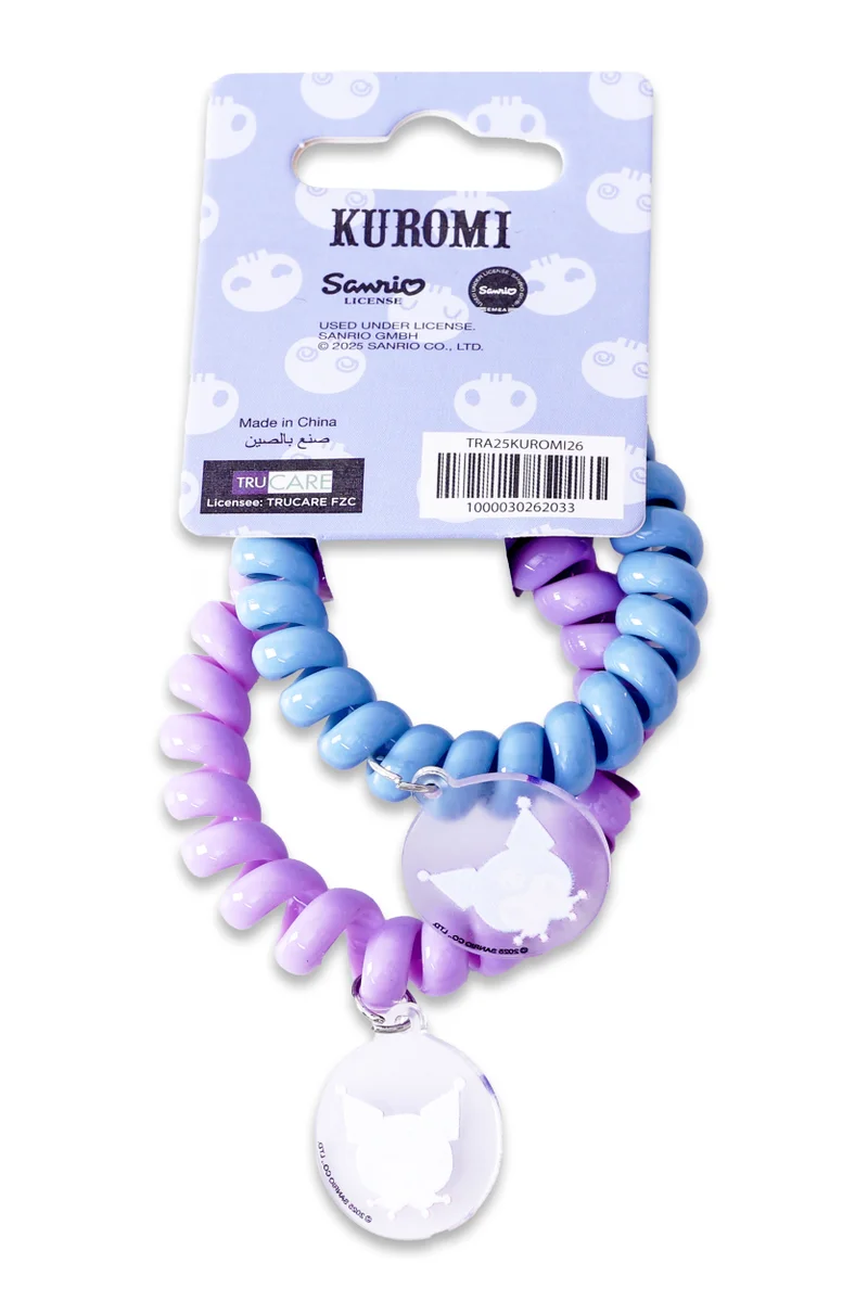 سانريو Sanrio - Kuromi - Spiral Hair Ties With Round PVC Charms - Pack Of 2