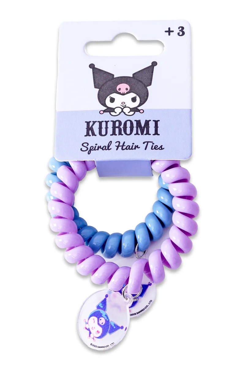سانريو Sanrio - Kuromi - Spiral Hair Ties With Round PVC Charms - Pack Of 2