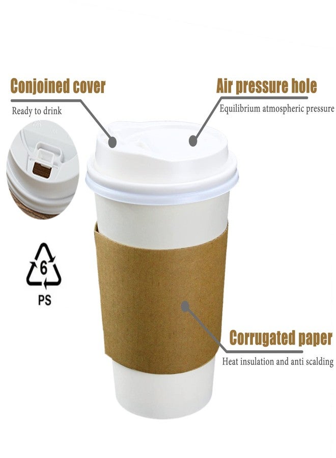Lechay Disposable Coffee Cups with Lids, 12 oz 20 pcs White Paper Coffee Cups with Lids Drinking Cup for Water, Coffee or Tea - Image 3