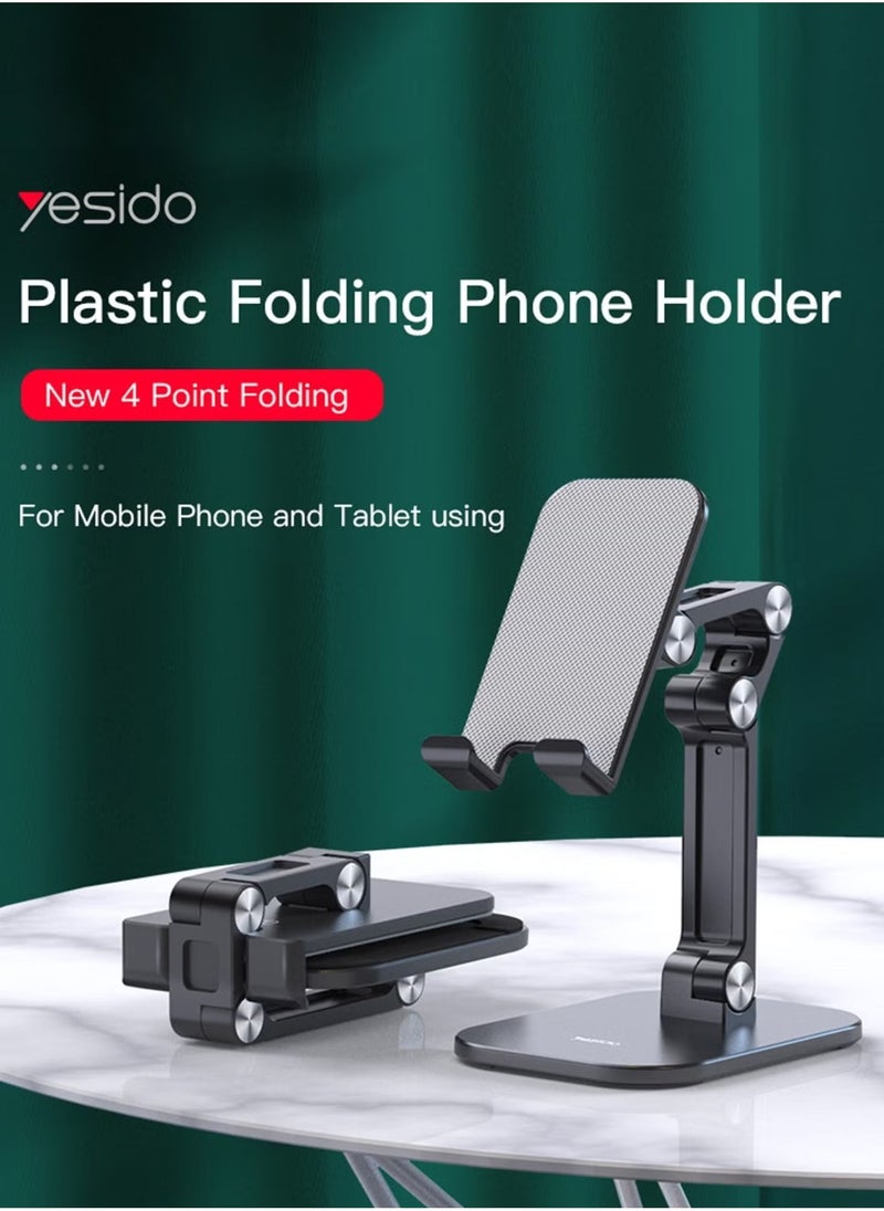 JAJEEK Double Folding Desktop Smartphone and Tablet Stand Holder with Adjustable Angle and Height – Black - Image 3