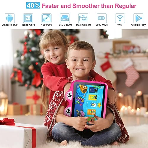 Trayoo Kids Tablet 10.1 Inches Android 11 64GB Tablets for Kids with Case, Google Play, YouTube, Dual Camera, WiFi, Bluetooth, Apps Pre-Installed, Education, Parent Control Tablet (Pink) - Image 2