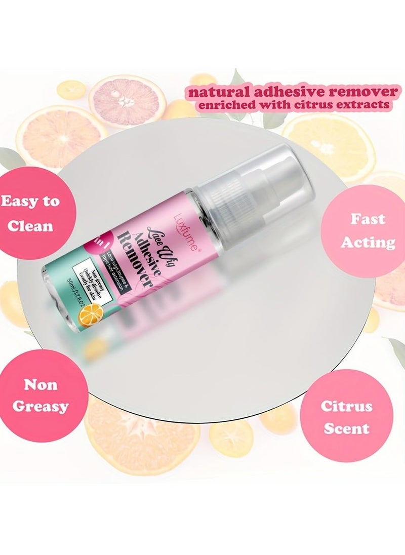 Luxfume 50ml Lace Wig Adhesive Remover Spray 3 in 1 Lace Wigs Toupee and Tape Hair Extension Remover Non Greasy Quickly Dissolve Wig Lace Wig Tape Remover Gentle on Skin Hairline and Wigs  - Image 3