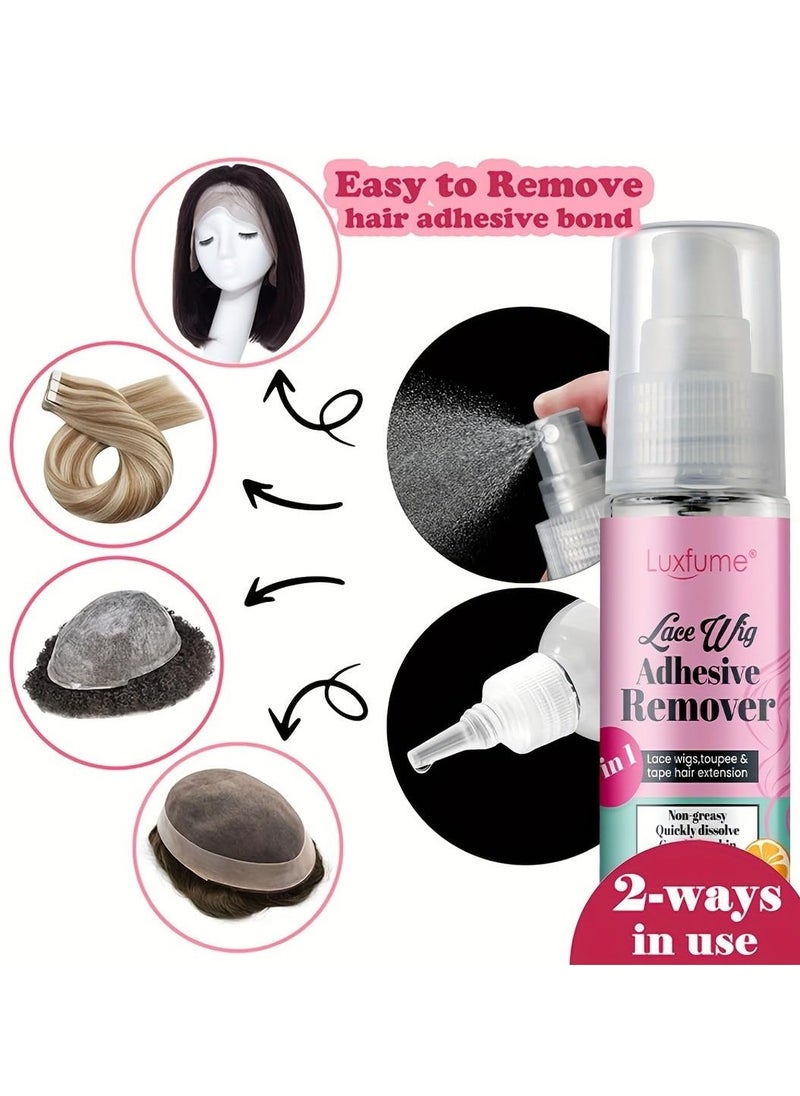 Luxfume 50ml Lace Wig Adhesive Remover Spray 3 in 1 Lace Wigs Toupee and Tape Hair Extension Remover Non Greasy Quickly Dissolve Wig Lace Wig Tape Remover Gentle on Skin Hairline and Wigs  - Image 5