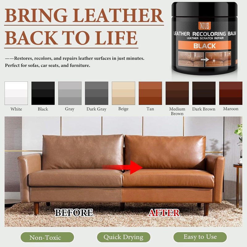 NIUB Leather Recoloring Balm Leather Color Restorer Scratch Repair Leather Paint for Furniture Couches Car Seats Shoes Bags Leather Dye and Restorer Restores Faded and Scratched Leather-TAN - Image 2