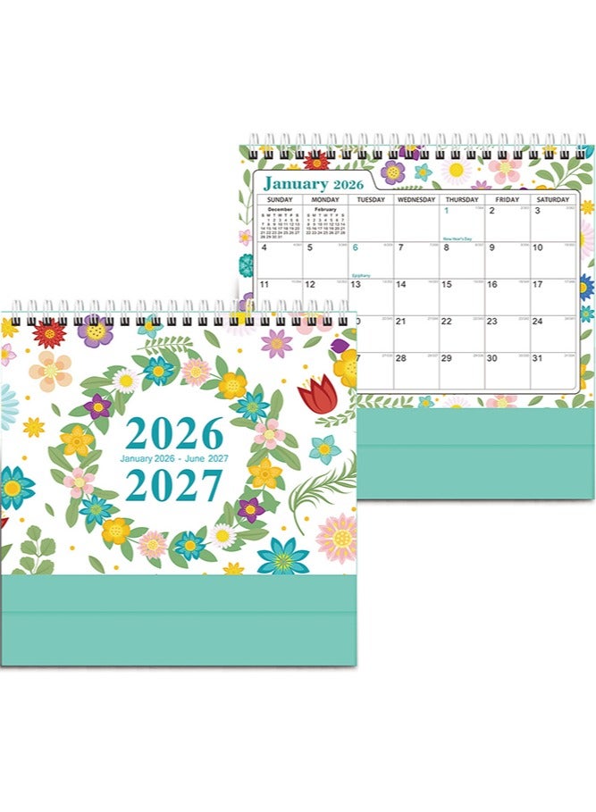 Desktop Calendar, Mini Desk Calendar Aesthetic Desktop Calendars, Standing Desk Calendar, Flip Desktop Calendar,Beautiful Small Desktop Calendar for ome School Office(Jan. 2026 - Jun. 2027) - Image 1