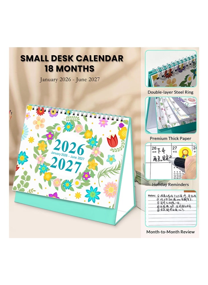 Desktop Calendar, Mini Desk Calendar Aesthetic Desktop Calendars, Standing Desk Calendar, Flip Desktop Calendar,Beautiful Small Desktop Calendar for ome School Office(Jan. 2026 - Jun. 2027) - Image 2