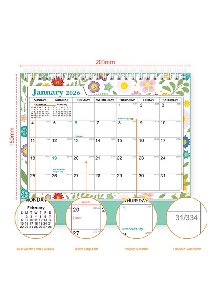 Desktop Calendar, Mini Desk Calendar Aesthetic Desktop Calendars, Standing Desk Calendar, Flip Desktop Calendar,Beautiful Small Desktop Calendar for ome School Office(Jan. 2026 - Jun. 2027) - Image 4