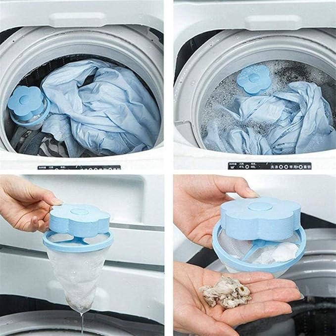 K.B.SALES KBSALES 4 Pcs Washing Machine Hair Filter Cleaning Bag 10 Pcs Silicone Lint Remover Cleaning Balls Reusable Washing Machine Ball for AntiWinding Clothes Deep Cleaning Washing Machine 6 Dryer Ball - Image 3