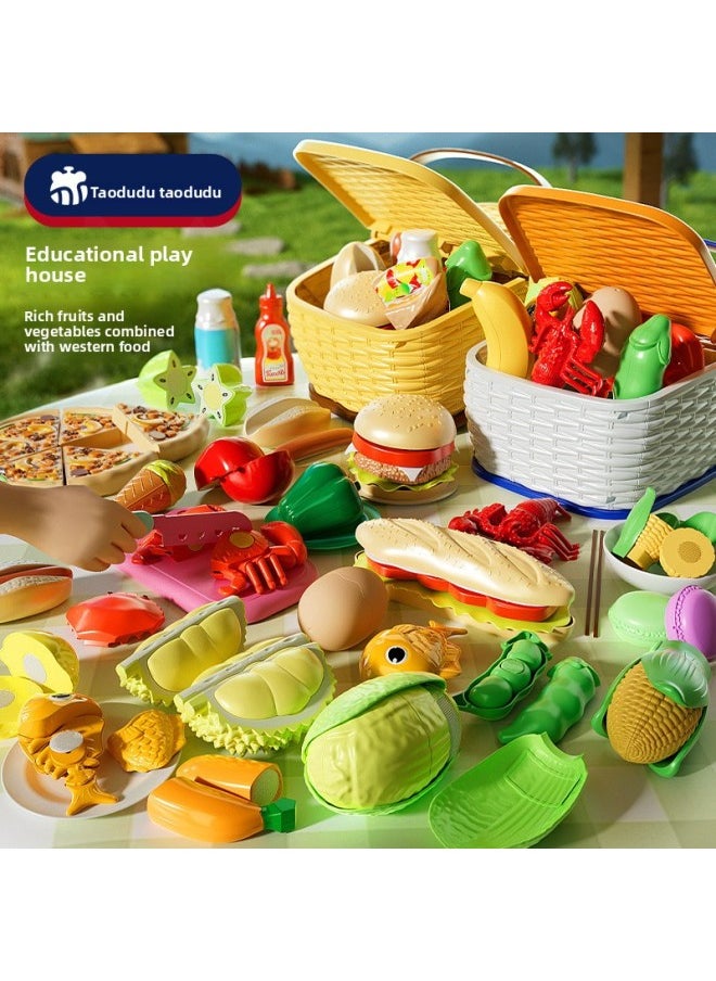 Tao Doodle Mini Che Le Kitchen Simulation Fruit, Vegetable And Fruit Picnic Suit Children's Toys Educational Play-house-Color:Fruit And Vegetable Peeling Music 13-piece Set (ordinary Basket)-820-33a  - Image 2