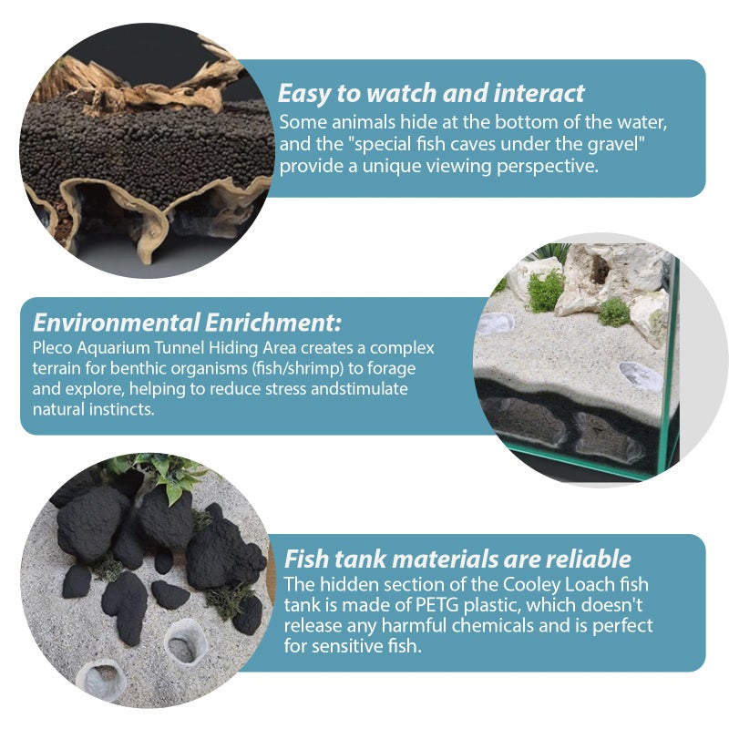 Xanadued Aquarium Decor, Natural Curve Under Gravel Tunnel Cave, Fish Cave for Aquarium, 3D Printed Fish Tank Tunnel Decor for Betta, Guppy, Shrimp, Cory, Small Cichlid (Large) - Image 4