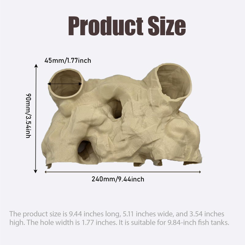 Xanadued Aquarium Decor, Natural Curve Under Gravel Tunnel Cave, Fish Cave for Aquarium, 3D Printed Fish Tank Tunnel Decor for Betta, Guppy, Shrimp, Cory, Small Cichlid (Large) - Image 2