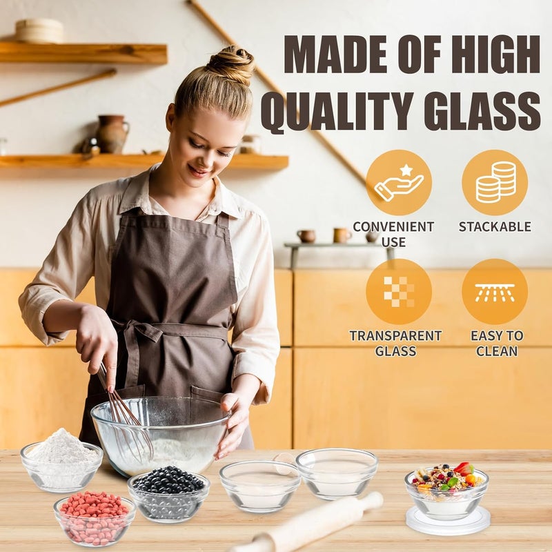 FUYITE 6 Pack Mini 3 Inch Small Glass Bowls with 6 Pack Lids 25 oz Clear Glass Pinch Bowls Condiment Containers for Dips Nuts Candy Snacks Meal Prep Bowls - Image 3