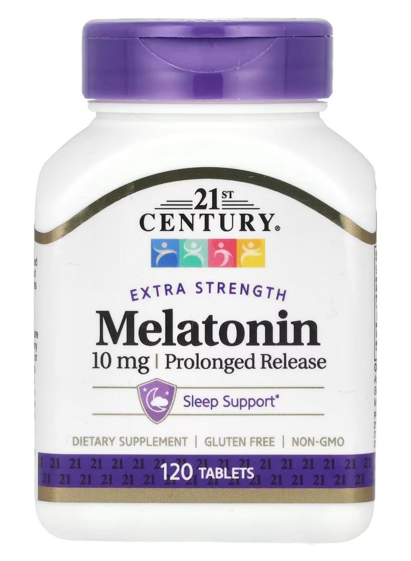 ميلاتونين، قوة مضاعفة، إطلاق ممتد، 10 ملجم، 120 قرصًا - Image 1