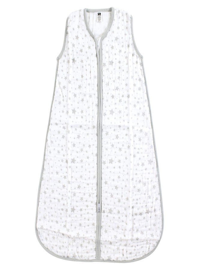 Hudson Baby Unisex Baby Muslin Cotton Sleeveless Wearable Sleeping Bag, Sack, Blanket, Gray Stars, 12-18 Months