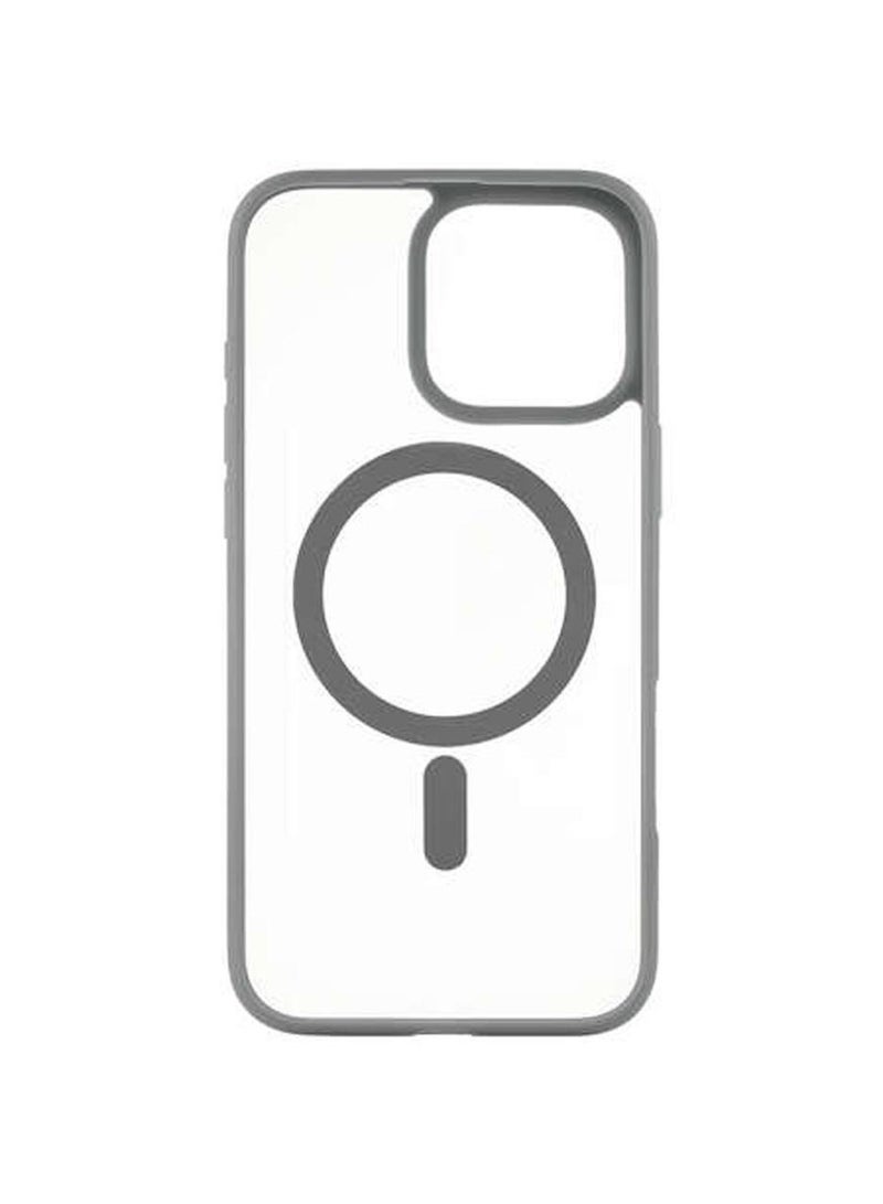 Techie حافظة مغناطيسية شفافة MagSafe لهاتف آبل آيفون 16 برو ماكس مع حواف ملونة غير لامعة - رمادي - Image 2