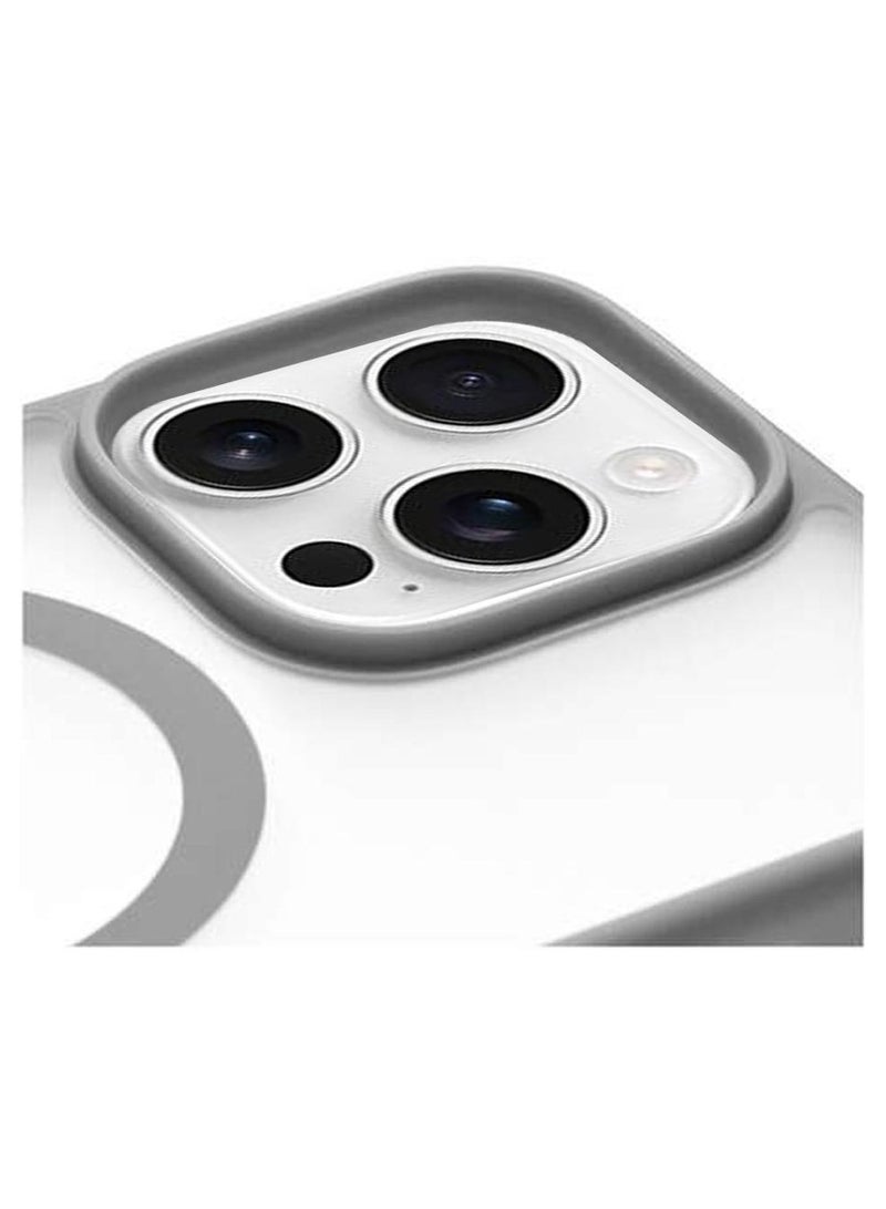 Techie حافظة مغناطيسية شفافة MagSafe لهاتف آبل آيفون 16 برو ماكس مع حواف ملونة غير لامعة - رمادي - Image 3