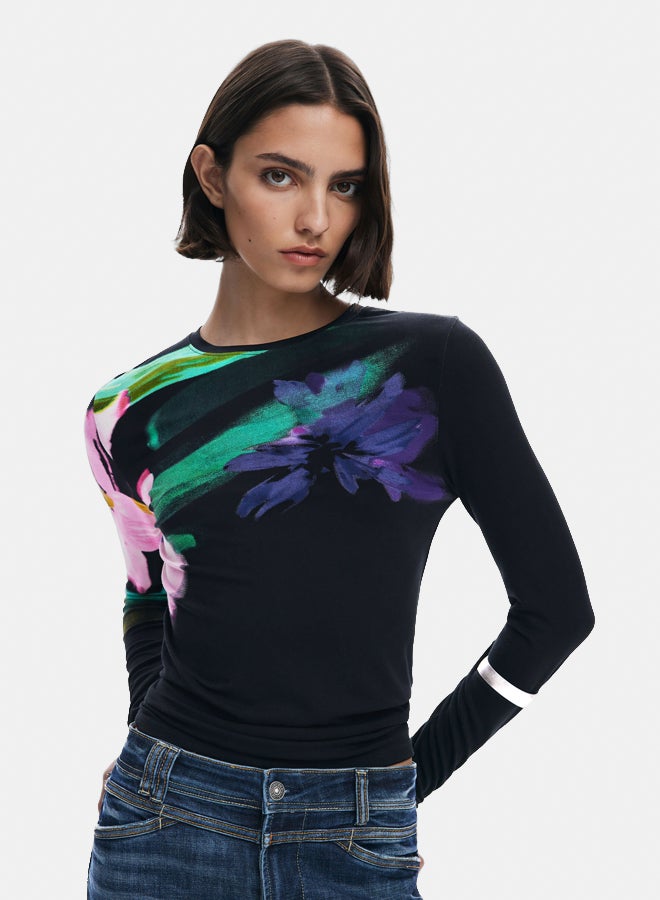 DESIGUAL Long-sleeve floral T-shirt - Image 2