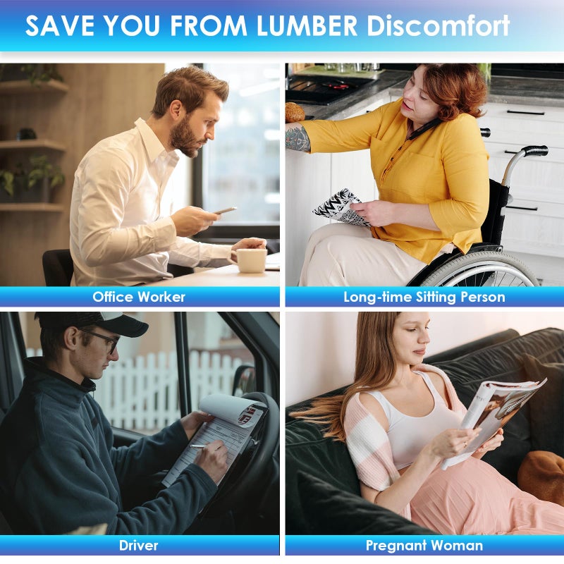 LOVEHOME Lumbar Pillow for Chair and Car, Back Support for Office, Memory Foam Cushion with Mesh Cover - Black - Image 5