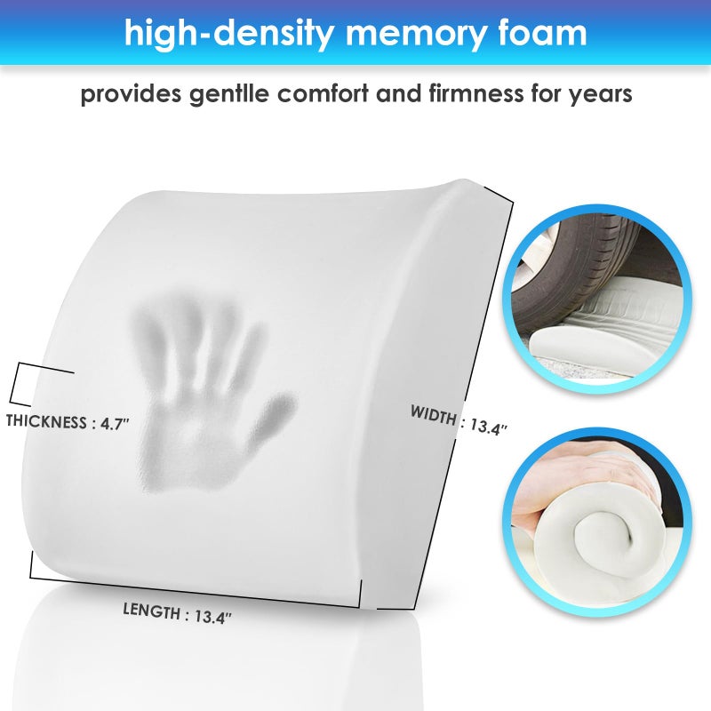 LOVEHOME Lumbar Pillow for Chair and Car, Back Support for Office, Memory Foam Cushion with Mesh Cover - Black - Image 4