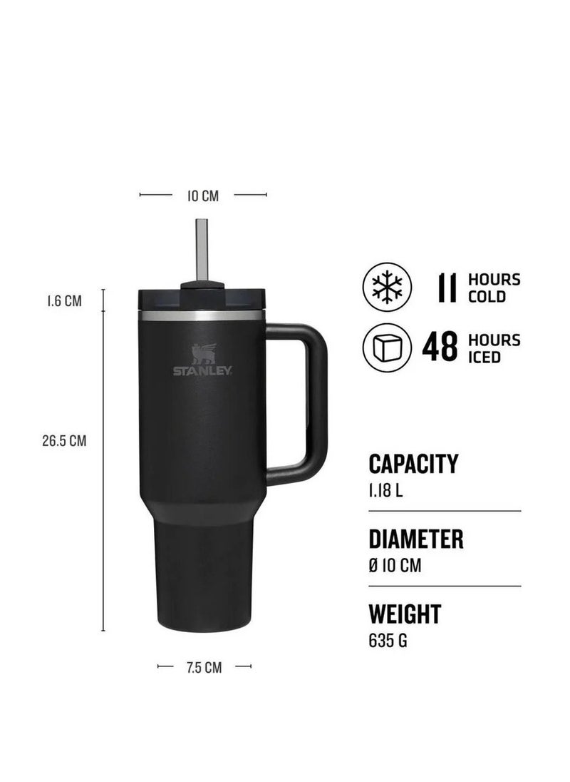 Stanley - Quencher H2.0 FlowState Vacuum Insulated Tumbler 40oz Black Stainless Steel Travel Mug with Leakproof Lid & Reusable Straw, Double-Walled Design, Keeps Drinks Hot for 7 Hours & Cold for 24 Hours, Durable & Portable for On-the-Go Hydration - Image 1
