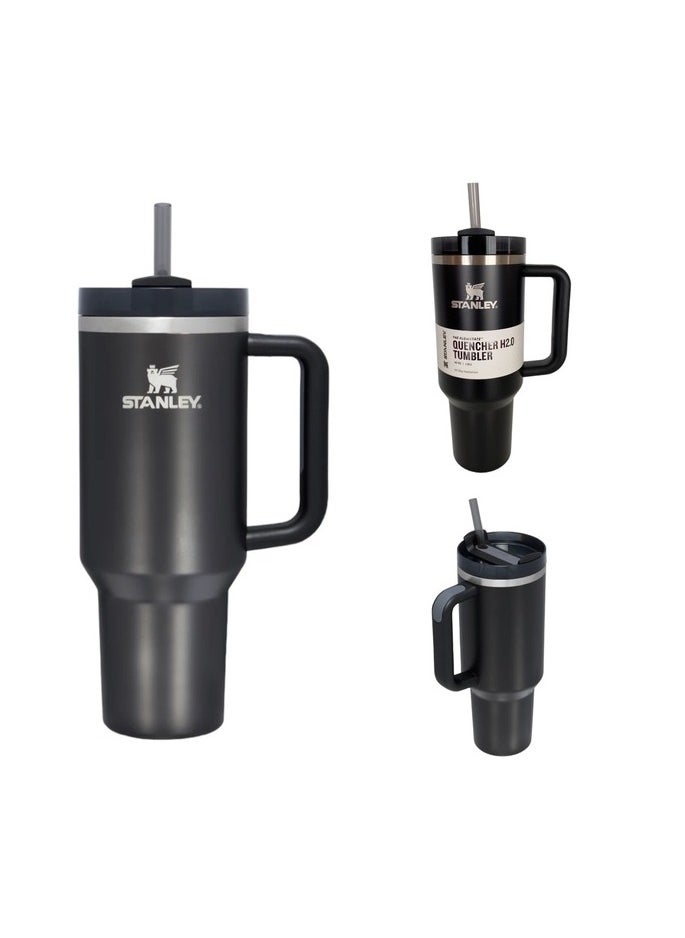 Stanley - Quencher H2.0 FlowState Vacuum Insulated Tumbler 40oz Black Stainless Steel Travel Mug with Leakproof Lid & Reusable Straw, Double-Walled Design, Keeps Drinks Hot for 7 Hours & Cold for 24 Hours, Durable & Portable for On-the-Go Hydration - Image 1