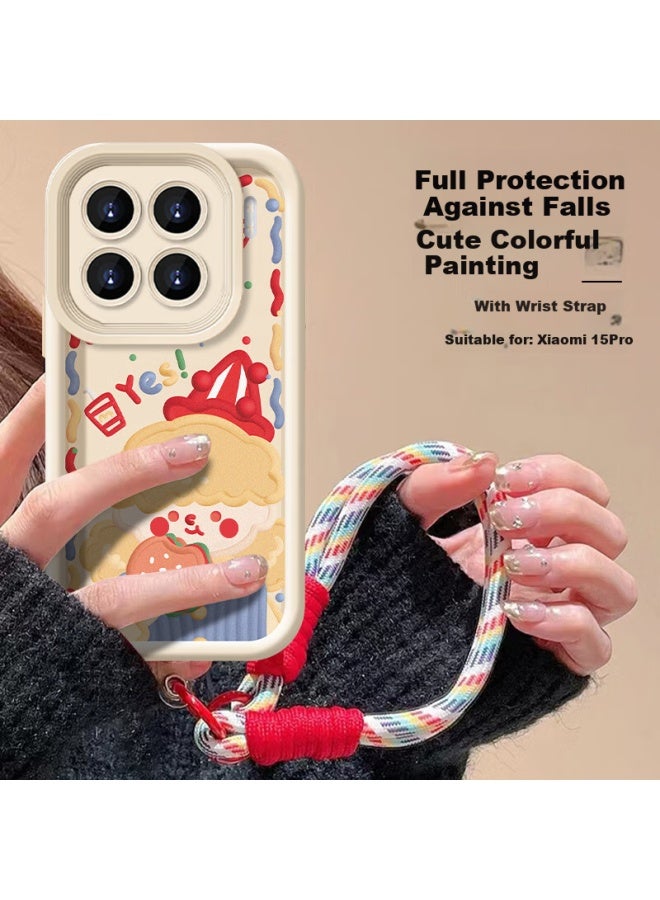 Jiang Ming Jiangming Suitable For Xiaomi 15 Pro Phone Case Xiaomi 15 Pro Protective Cover Full Coverage Lens Anti-Drop Anti-Fingerprint Skin-Friendly Soft Shell Painted Simple Style Creative Cute Cartoon With La - Image 1