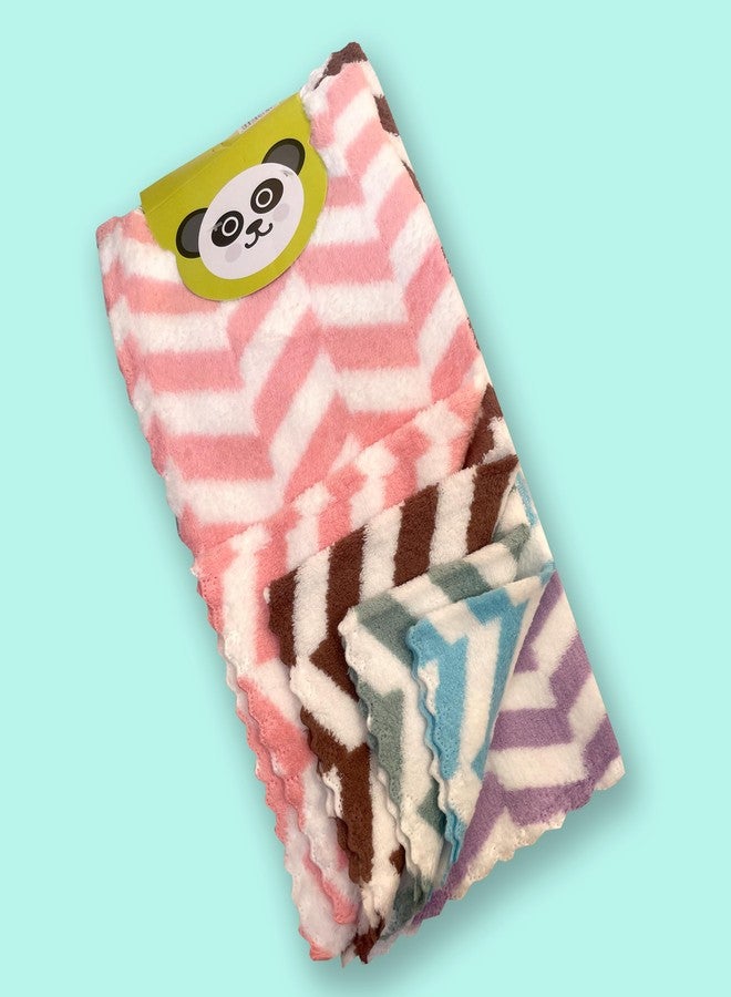 Kitchen Sharp Baby Wash Cloth Face Towel Handkerchief for Baby New Born/Infants/Toddlers-Assorted Colours (5) (Zig Zag) - Image 1