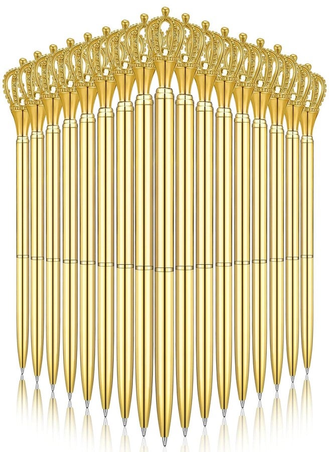 WAYTOSUC 12PCS Ballpoint Pens Set Bling Wedding Anniversary Crystal Metal Bling Ballpoint Pens Fancy Pens Birthday Bridal Shower Return Gifts for Women Girls School Office Supplies (Gold crown,12) - Image 1