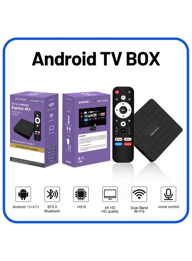 Android 13.0 Smart TV Box MX10, 4K HD Output, Set Top Box with Remote,2.4G/5G WiFi, Quad-Core Processor, Allwinner H313, 2GB RAM, 16GB Storage, Multi-Language Support - Image 1