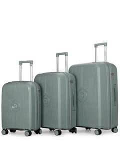 كابينبرو Unisex Expandable PP Fashion Trolley Luggage Set Lightweight Hard Shell Spinner luggage with 360° Degree 4 Twin Wheel and Double Zippers CP003- Green  - Image 1