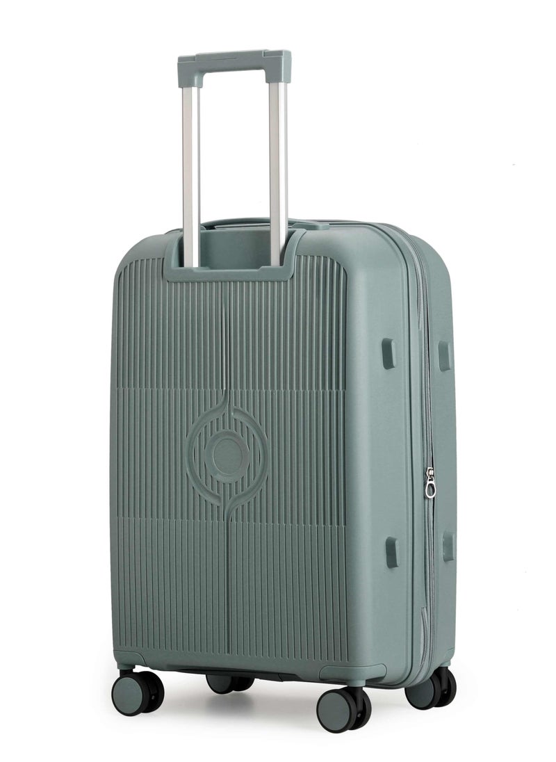 CABINPRO Unisex Expandable PP Fashion Trolley Luggage Set Lightweight Hard Shell Spinner luggage with 360° Degree 4 Twin Wheel and Double Zippers CP003- Green  - Image 3