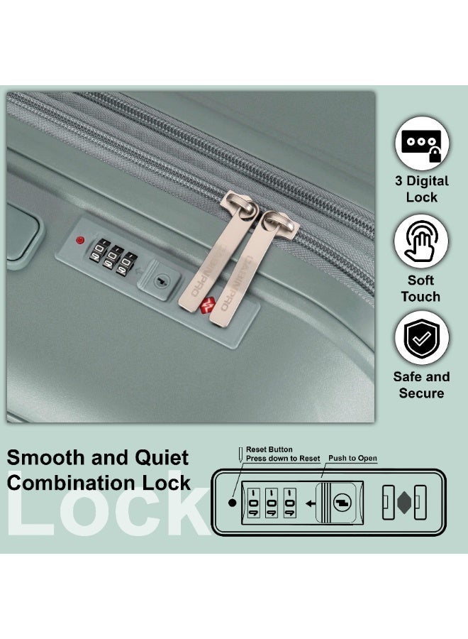 CABINPRO Unisex Expandable PP Fashion Trolley Luggage Set Lightweight Hard Shell Spinner luggage with 360° Degree 4 Twin Wheel and Double Zippers CP003 Green - Image 4