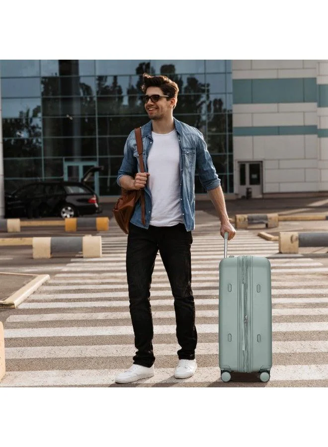 Cabinpro green unisex expandable pp fashion trolley luggage set lightweight hard shell spinner luggage with 360° degree 4 twin wheel and double zippers cp003 green  | Best Price UAE