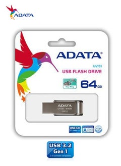 أداتا محرك أقراص فلاش ADATA UV131 سعة 64 جيجابايت USB 3.2 | نقل بيانات خفيف الوزن وسريع | معدن الفضة  - Image 2