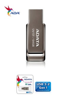 أداتا محرك أقراص فلاش ADATA UV131 سعة 64 جيجابايت USB 3.2 | نقل بيانات خفيف الوزن وسريع | معدن الفضة  - Image 4