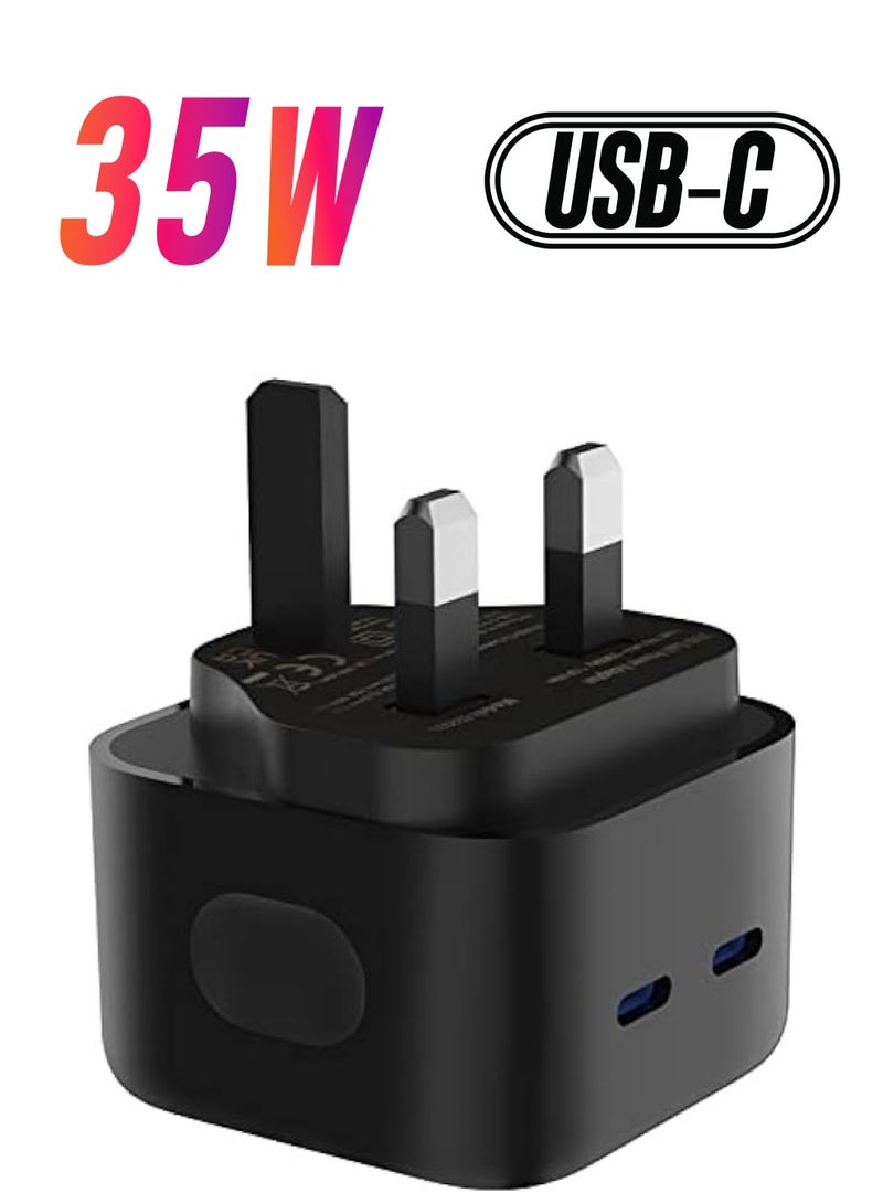 فينسوك شاحن USB C بقوة 35 وات، ومحول GaN للشحن السريع من النوع C، ومنافذ متعددة، ومتوافق مع قابس شاحن الحائط - Image 1