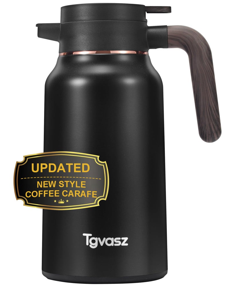 Tgvasz Thermal Coffee Carafe 70 oz - 12 Hour Hot Stainless Steel Carafes for Hot Liquids-Insulated Coffee Carafes For Keeping Hot/Cold Coffee, Tea, Water,Milk, Creamer Dispenser for Coffee Bar(Black) - Image 1