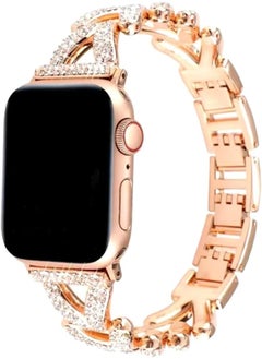 Next Store Compatible with iWatch Series 1/2/3/4/5/6/7/8/9 38/40/41 Stainless Steel Jeweled Watch Band for Women and Girls.