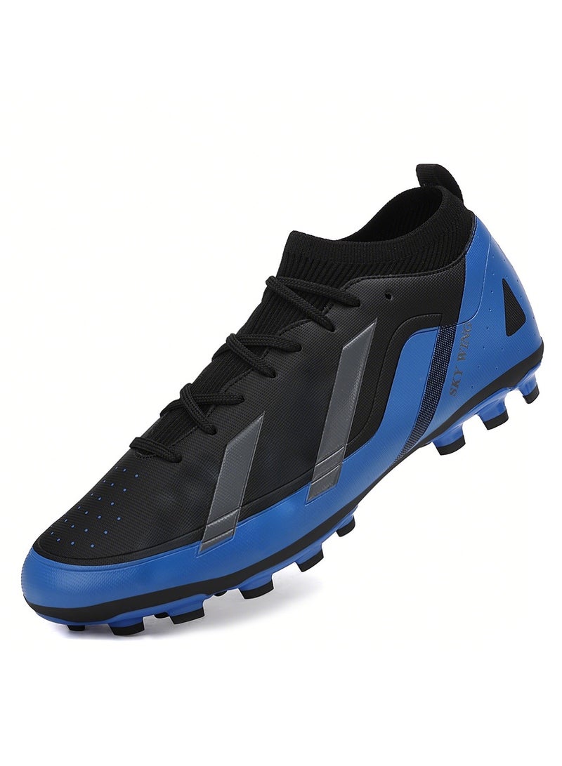 جناح السماء حذاء كرة قدم للجنسين، خفيف الوزن، نظام رباط، نعل FG، وجه متعدد الألوان، حذاء كرة قدم للرجال والنساء مع دعم للكاحل، مناسب للمبتدئين واللاعبين المتقدمين - Image 1