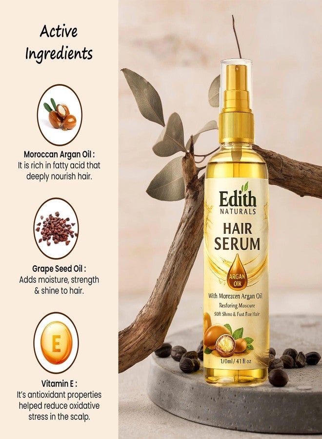 EDITH سيروم الشعر من إديث ناتشورالز بزيت الأرغان المغربي، يعيد ترطيب الشعر، ويمنحه لمعانًا ناعمًا، ويسهل تصفيفه، 120 مل، عبوة من 3 قطع - Image 4