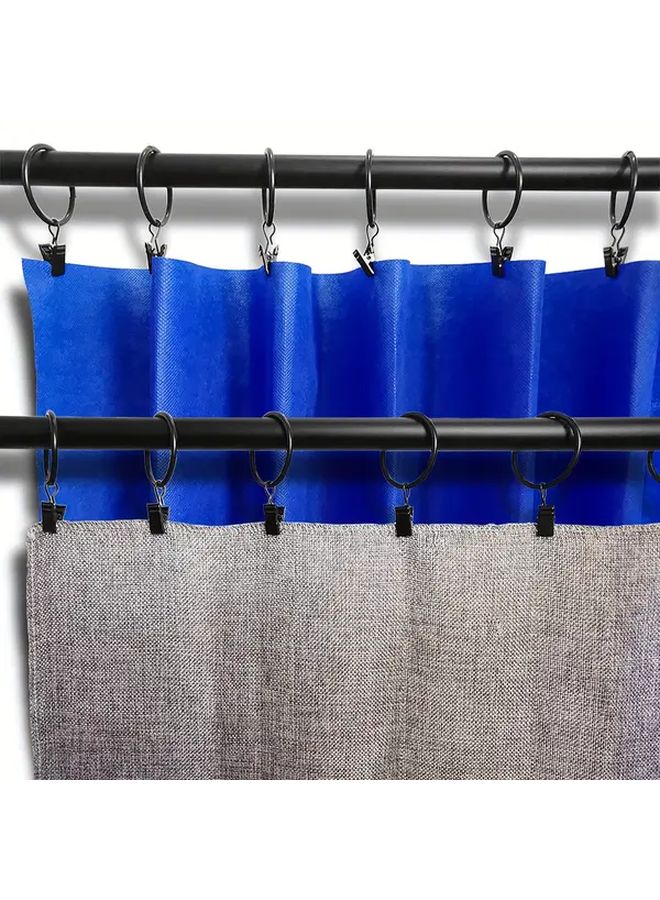 12 حزمة من حلقات الستائر المعدنية الفضية مع مشابك مقاومة للصدأ وخطافات قضبان زخرفية عتيقة - Image 5