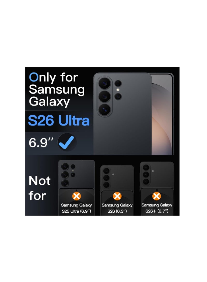Jetech 3 in 1 Matte Case for Samsung Galaxy S26 Ultra with 2-Pack Tempered Glass Screen Protector, Translucent Shockproof Phone Cover with Camera Lens Full Protection (Black) - Image 2