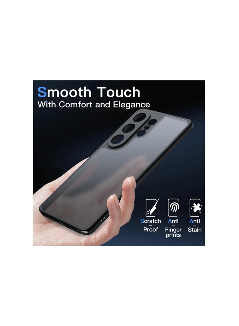 Jetech 3 in 1 Matte Case for Samsung Galaxy S26 Ultra with 2-Pack Tempered Glass Screen Protector, Translucent Shockproof Phone Cover with Camera Lens Full Protection (Black) - Image 4