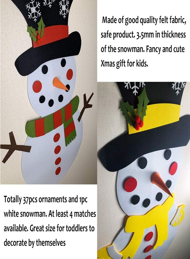 Fayoo DIY Felt Christmas Snowman Games Set with 37 pcs Detachable Ornaments, Xmas Gifts for Kids Christmas Door Wall Hanging Decor Home Decorations, 20 x 39 Inch (Snowman) - Image 5