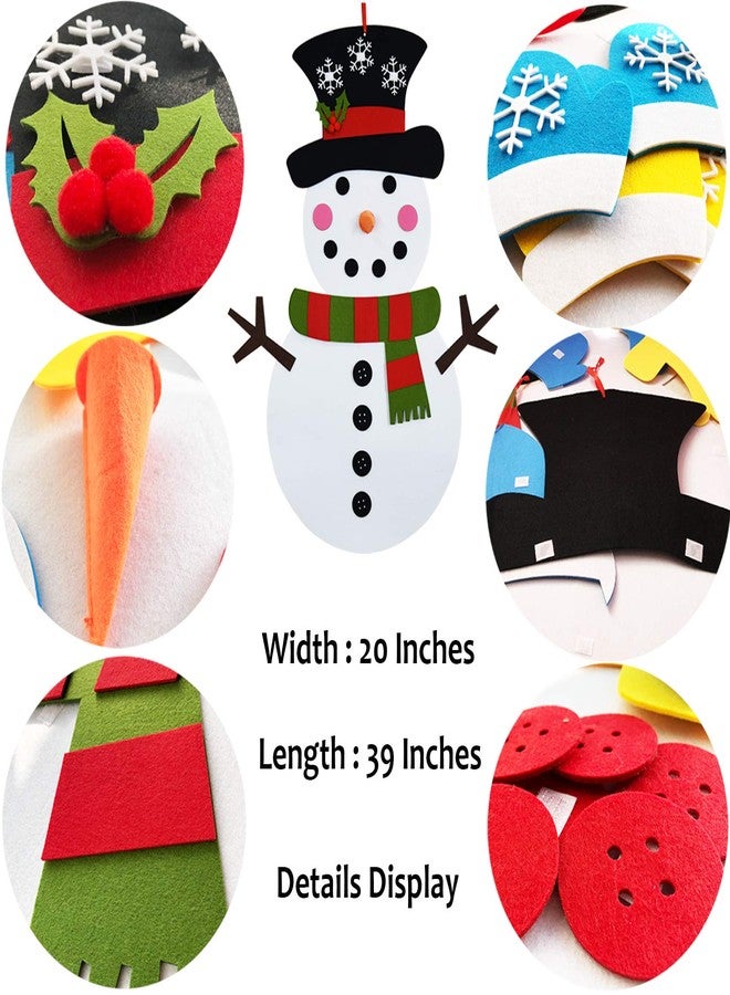Fayoo DIY Felt Christmas Snowman Games Set with 37 pcs Detachable Ornaments, Xmas Gifts for Kids Christmas Door Wall Hanging Decor Home Decorations, 20 x 39 Inch (Snowman) - Image 3