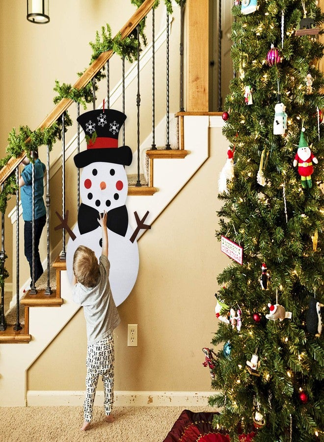Fayoo DIY Felt Christmas Snowman Games Set with 37 pcs Detachable Ornaments, Xmas Gifts for Kids Christmas Door Wall Hanging Decor Home Decorations, 20 x 39 Inch (Snowman) - Image 4