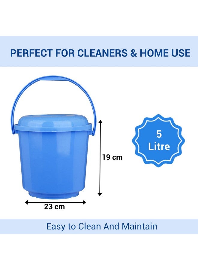 Kuber Industries Bucket with Lid | Plastic Bucket for Mopping | Bucket for Cleaning | Storage Container Bucket | Water Storage Bucket | Bathroom Bucket | Plain Bucket | 5 LTR | Blue - Image 3