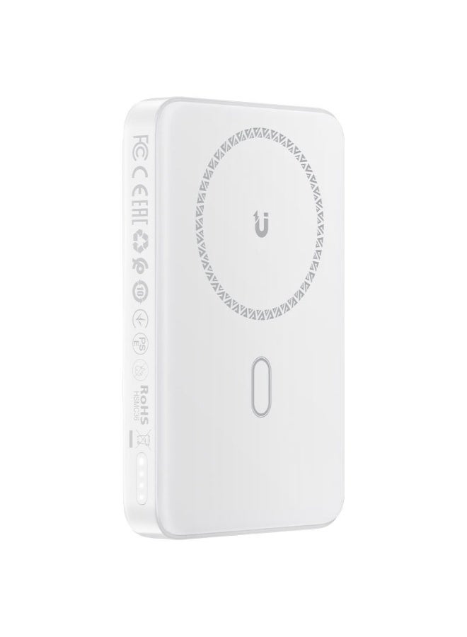 ACEFAST Power Bank 10000mAh Magnetic Wireless Charger, Fast Charging PD20W, Foldable stand, LED indicator, USB-C input & output - White - Image 1