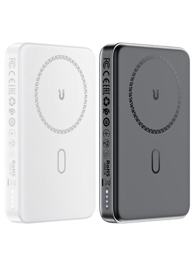 ACEFAST Power Bank 10000mAh Magnetic Wireless Charger, Fast Charging PD20W, Foldable stand, LED indicator, USB-C input & output - White - Image 3